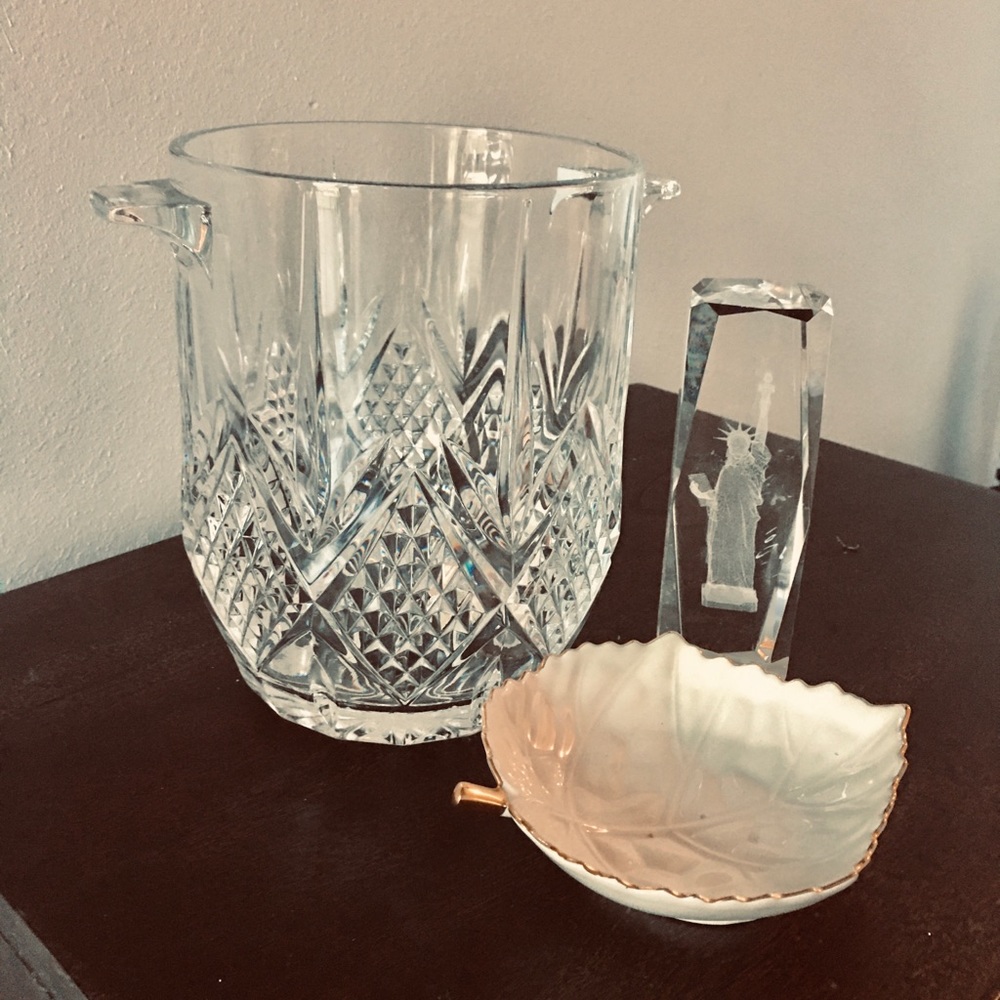 Lenox bundle ice bucket 7.5x6 all crystal. Nwot